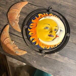 Celestial Sun and Moon Wall Art with Black Frame